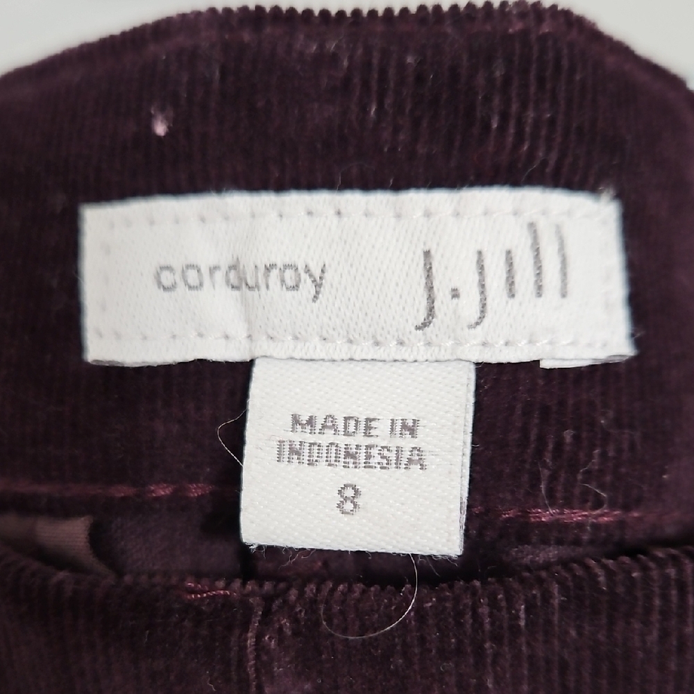 J.Jill Corduroy Burgundy Side Zip Flat Front Pants Size 8 - Picture 3 of 12